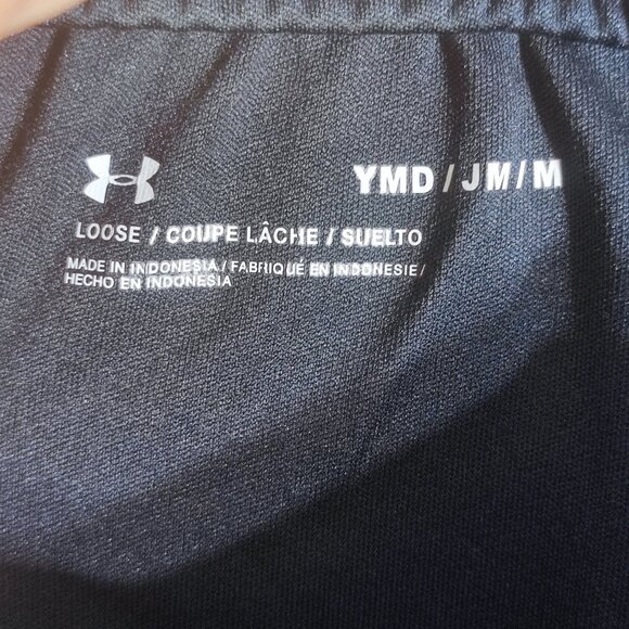 Under Armour athletic shorts youth girl size M black with neon and pink design - Picture 3 of 12